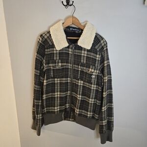 Vintage Fox Riders Co Flannel Jacket XL Plaid Zip Moto Y2K Fox Racing Sherpa Col